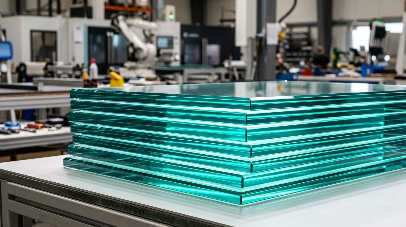 Precision polished glass edges at LGS Glass fabrication workshop